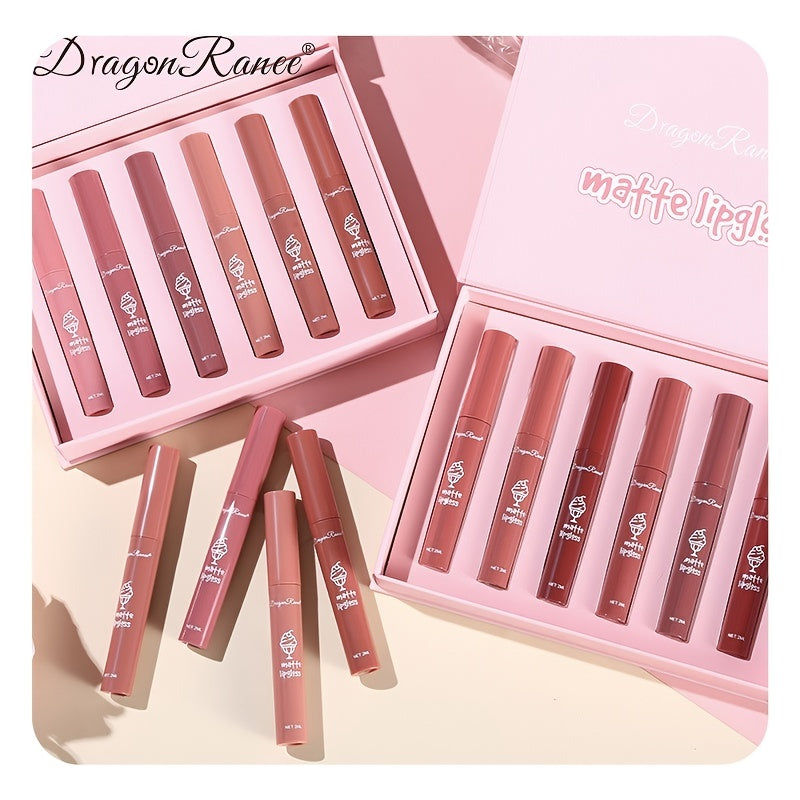 6-Piece Lip Glaze Set, Non-Stick Cup Nude Skin Lip Gloss