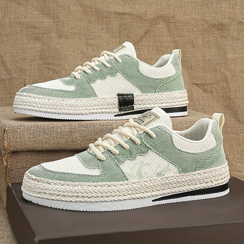 Men's Breathable Canvas Skate Shoes Low Top Lace Up Sneakers