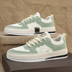 Men's Breathable Canvas Skate Shoes Low Top Lace Up Sneakers