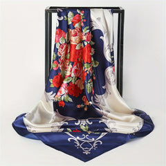 Vintage Silk Scarf Square Neckerchief Women Casual Shawl