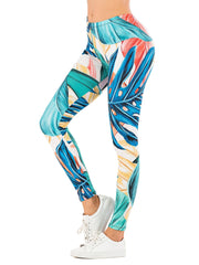 Sexy Jungle Print Leggings High Waist Slim Fit Elastic Bottoms