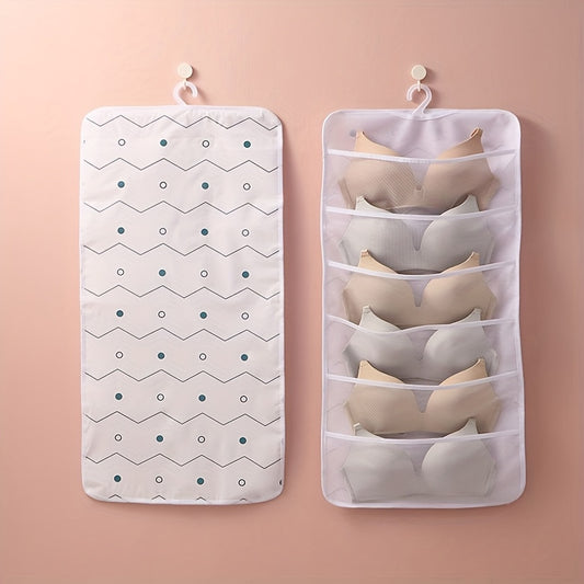 3pcs Hanging Underwear Bags With Grids Large Capacity Shelf Storage Bags