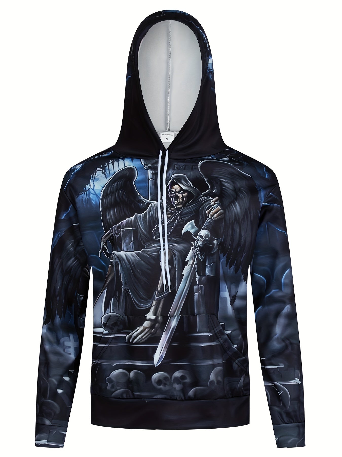 Men's Skull Graphic Hoodie Active Breathable 3D Print Hooded Shirt