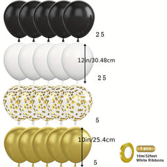 61pcs Golden Balloon Set with Confetti & Metallic Balloons - Party Decor