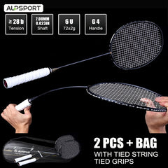 2pcs Alp XHP 100 Carbon Fiber Badminton Racket 6U 72g 30lbs Tension