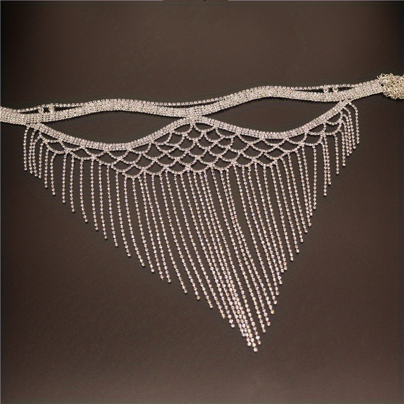 Rhinestone Mask Party Tassel Face Jewelry for Wedding Stage Performance
