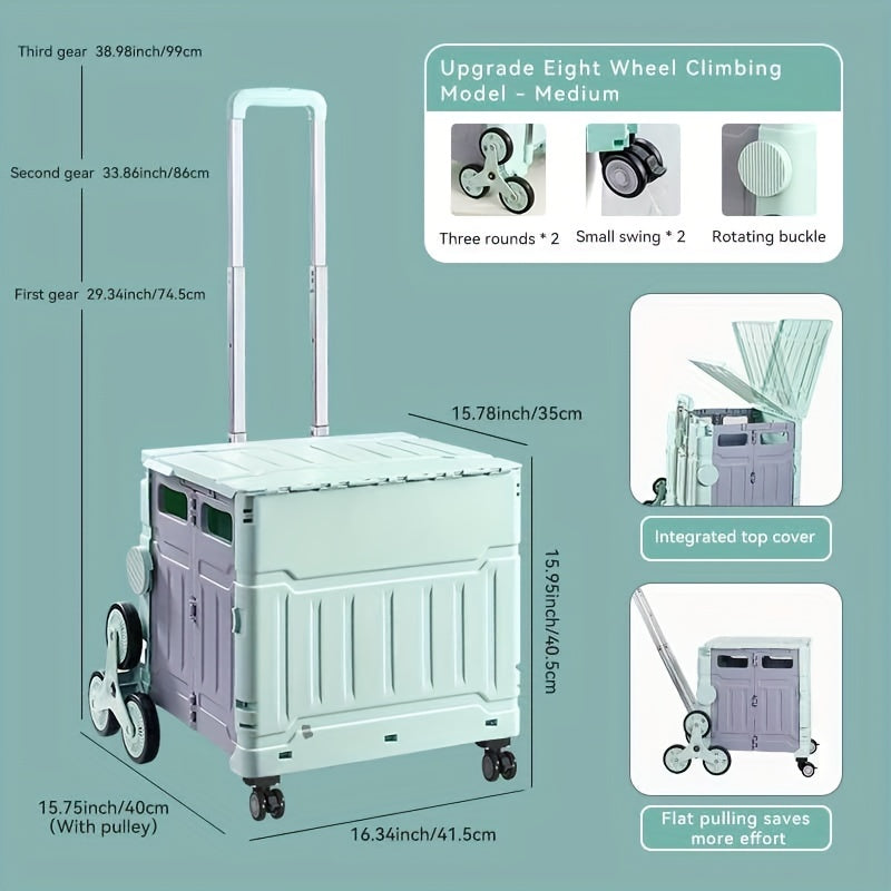 Foldable Utility Cart With Wheels Portable Heavy Duty Shopping Cart
