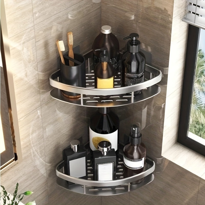 Bathroom Storage Rack No Drill Wall Mount Corner Shelf Holder