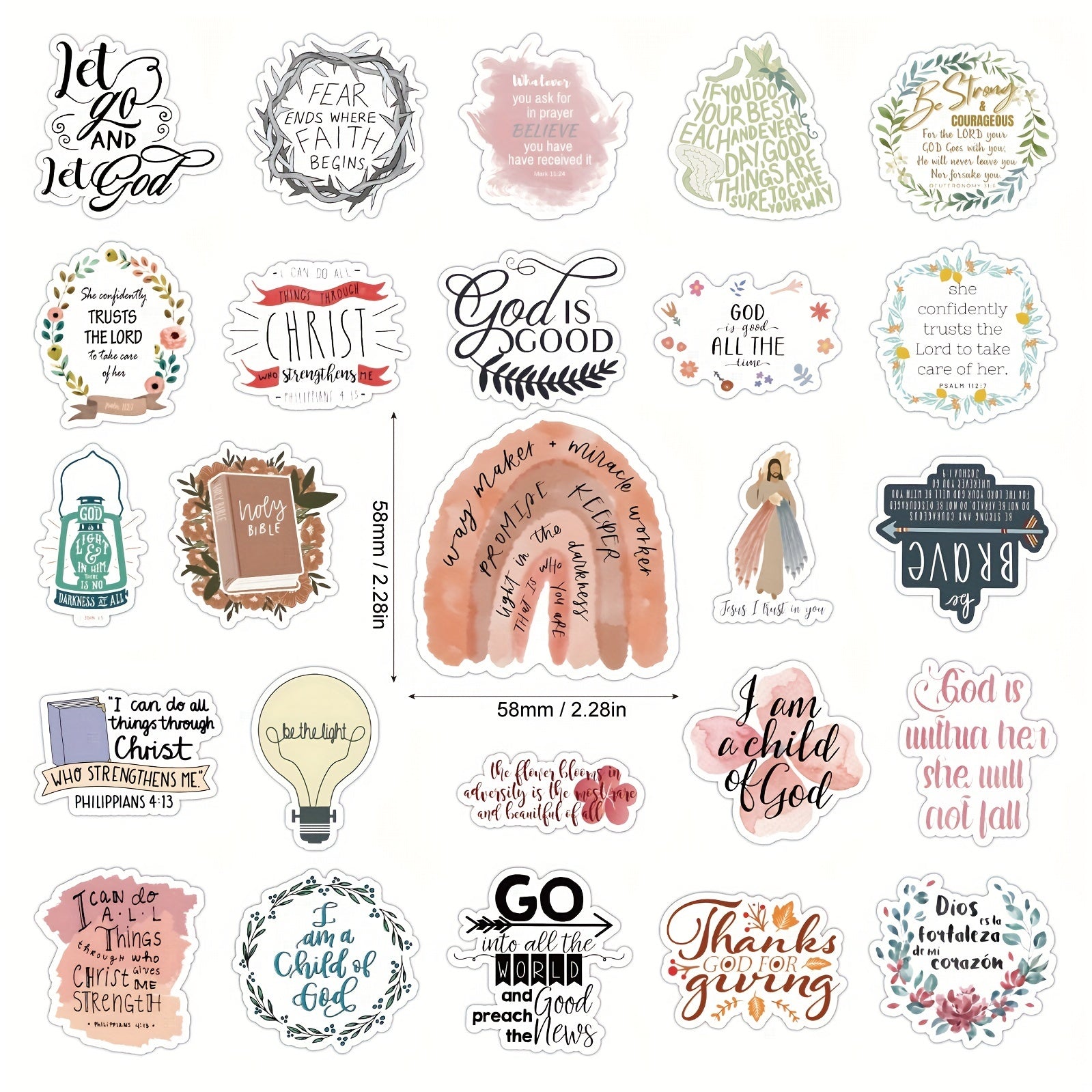 50pcs Bible Verses Stickers for Laptops Water Bottles
