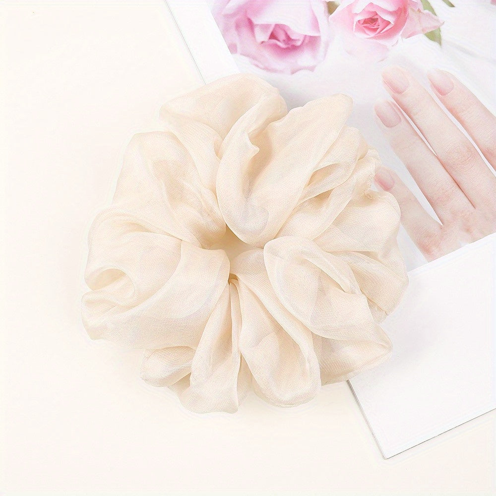 Large Hair Tie Solid Flower Scrunchie Hair Rope