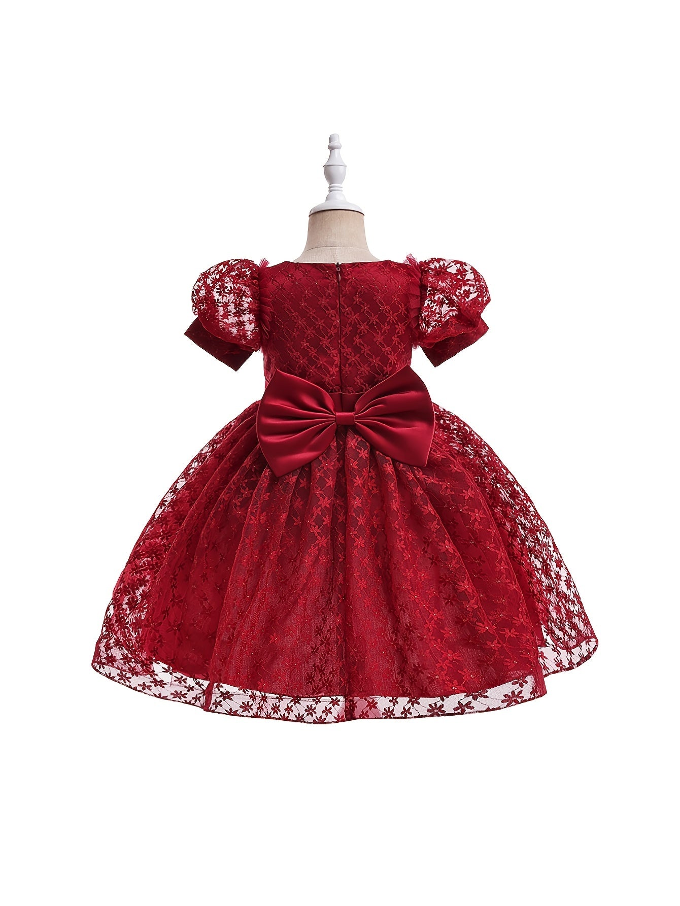 Girls Floral Princess Dress Puff Sleeve Tutu Dresses