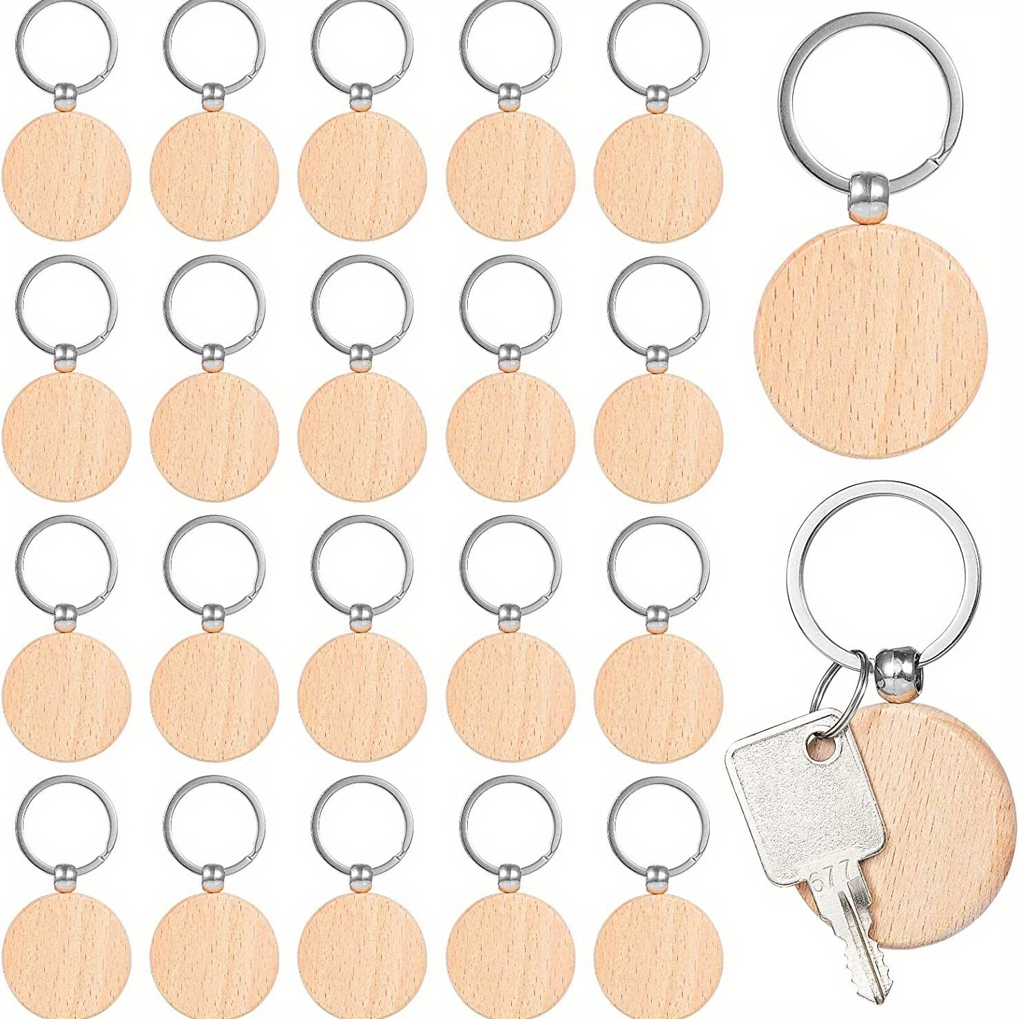 10 Pcs Blank Wood Keychains DIY Crafts Jewelry Making Pendants Bag Decorations