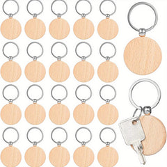 10 Pcs Blank Wood Keychains DIY Crafts Jewelry Making Pendants Bag Decorations
