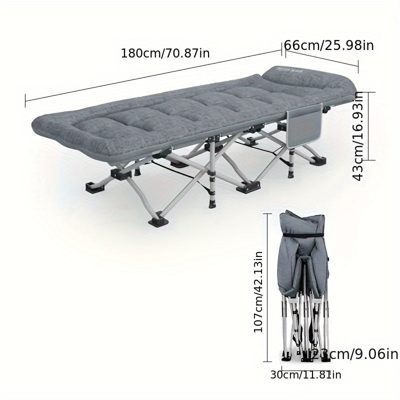 Foldable Bed With Mattress And Headrest Portable Single Bed