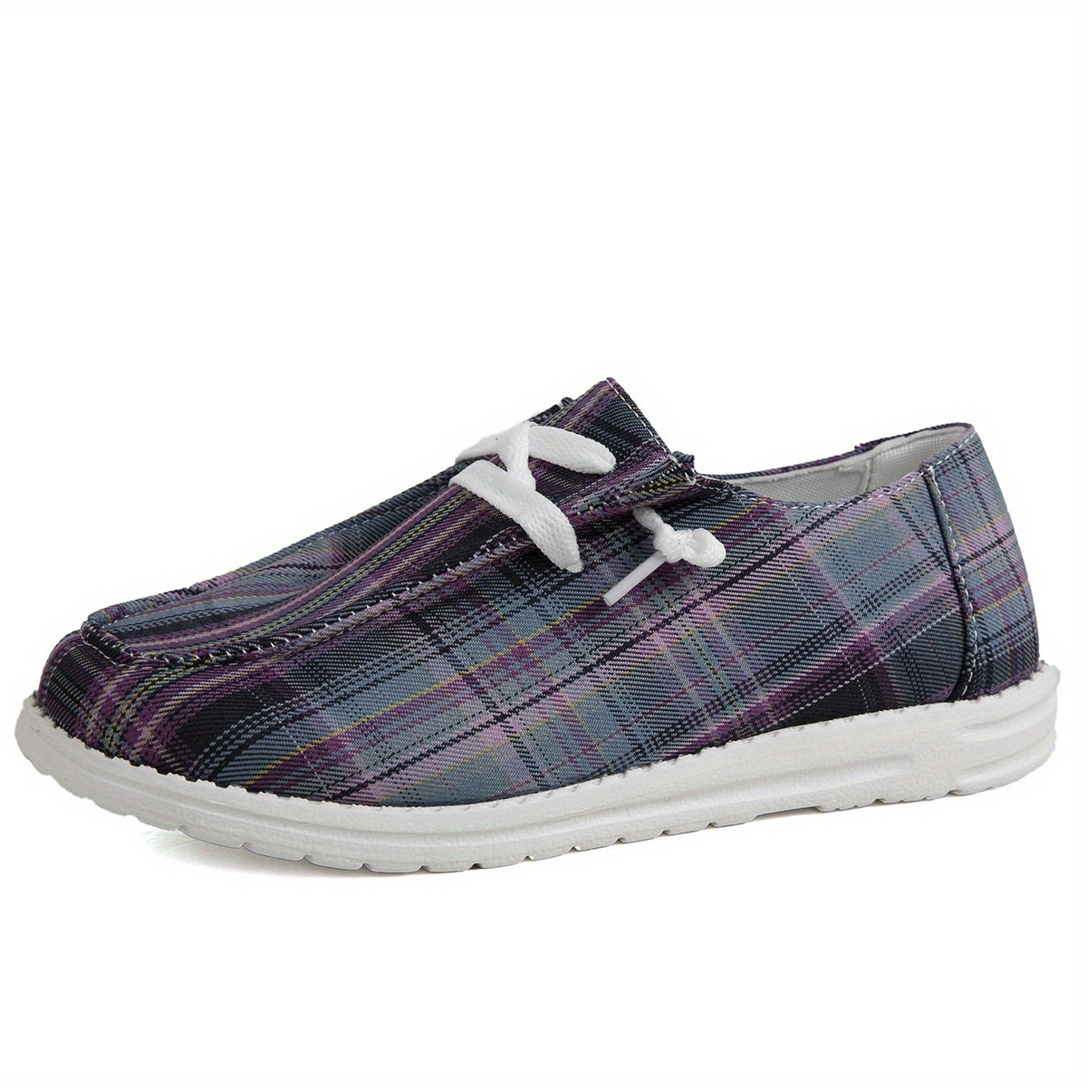 Women's Plaid Canvas Shoes Lace Up Lightweight Comfortable Outdoor Shoes