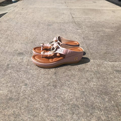 Metal Decor Wedge Slippers Women's Platform Sandals