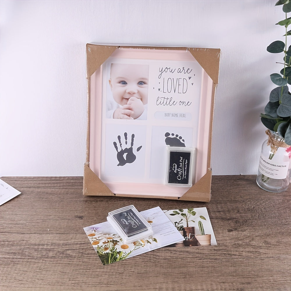Newborn Hand & Foot Print Mud Photo Frame for Baby Full Moon 100 Days Souvenir