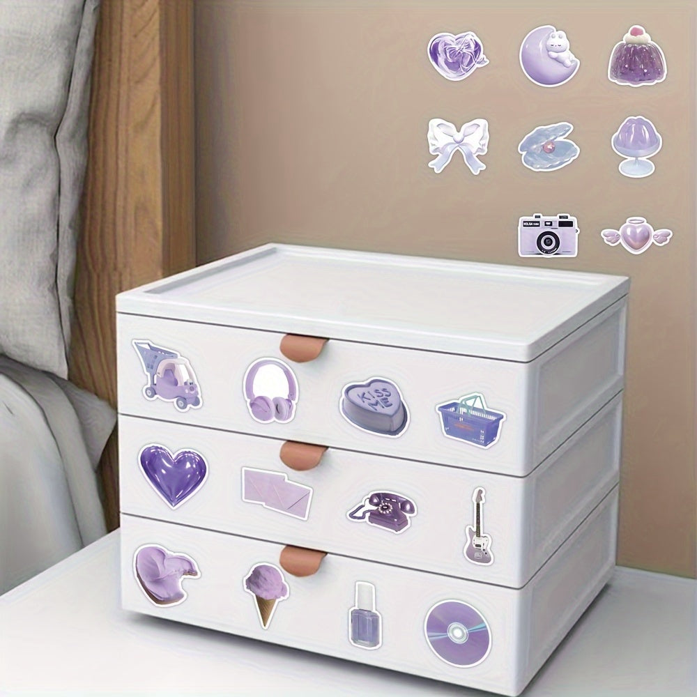 51pcs Purple Series Graffiti Stickers for Laptop Helmet Desktop Water Cup