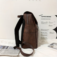 Retro Distressed Stylish Backpack PU Leather Large Capacity School Bag