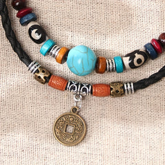 Boho Turquoise PU Leather Coin Necklace Party Favors
