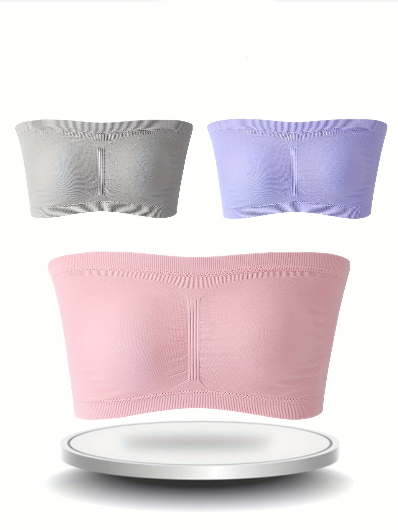 3pcs Strapless Bandeau Bras Seamless Wireless Bra Women's Lingerie