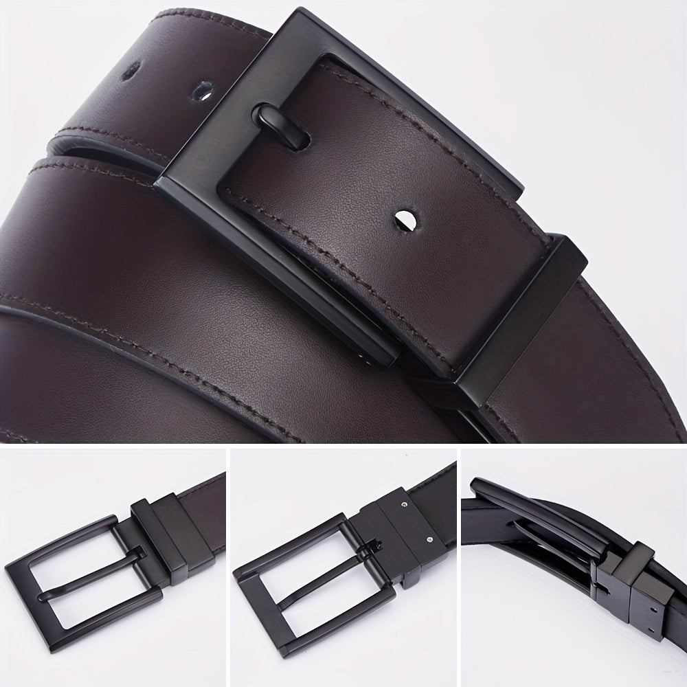 Men's Reversible Leather Belt with Rotated Buckle