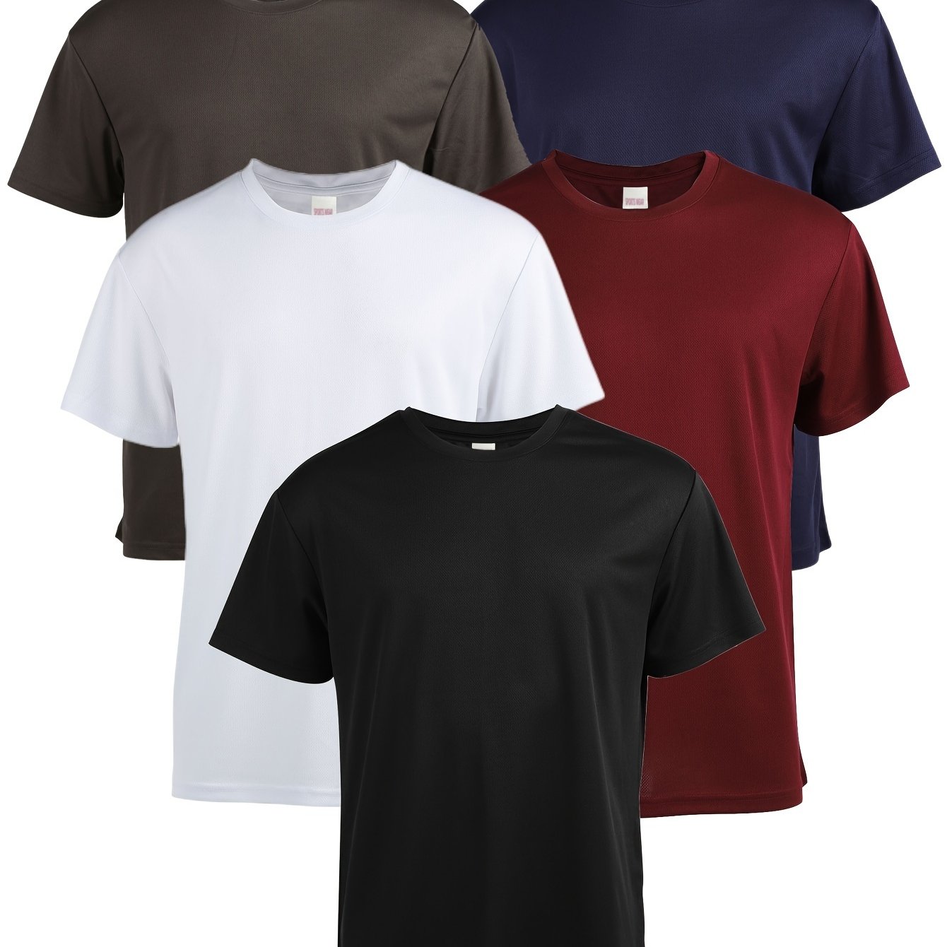 5pcs Men's Quick Drying Performance T-Shirts for Outdoor Gym
