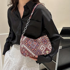 Vintage Ethnic Pattern Shoulderbag Zipper All Match Underarm Bag