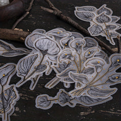 Retro Flower Stickers Set - Literary Artistic Plant Silvery Stamping DIY Decor