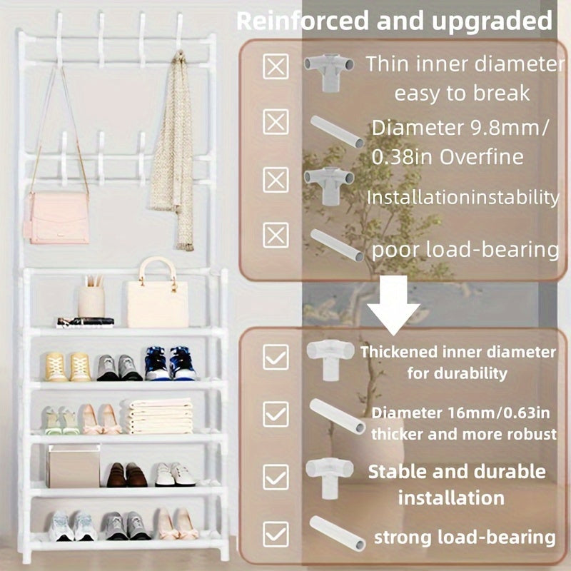 Coat Rack With Shoe Storage Shelf Freestanding Garment Rack