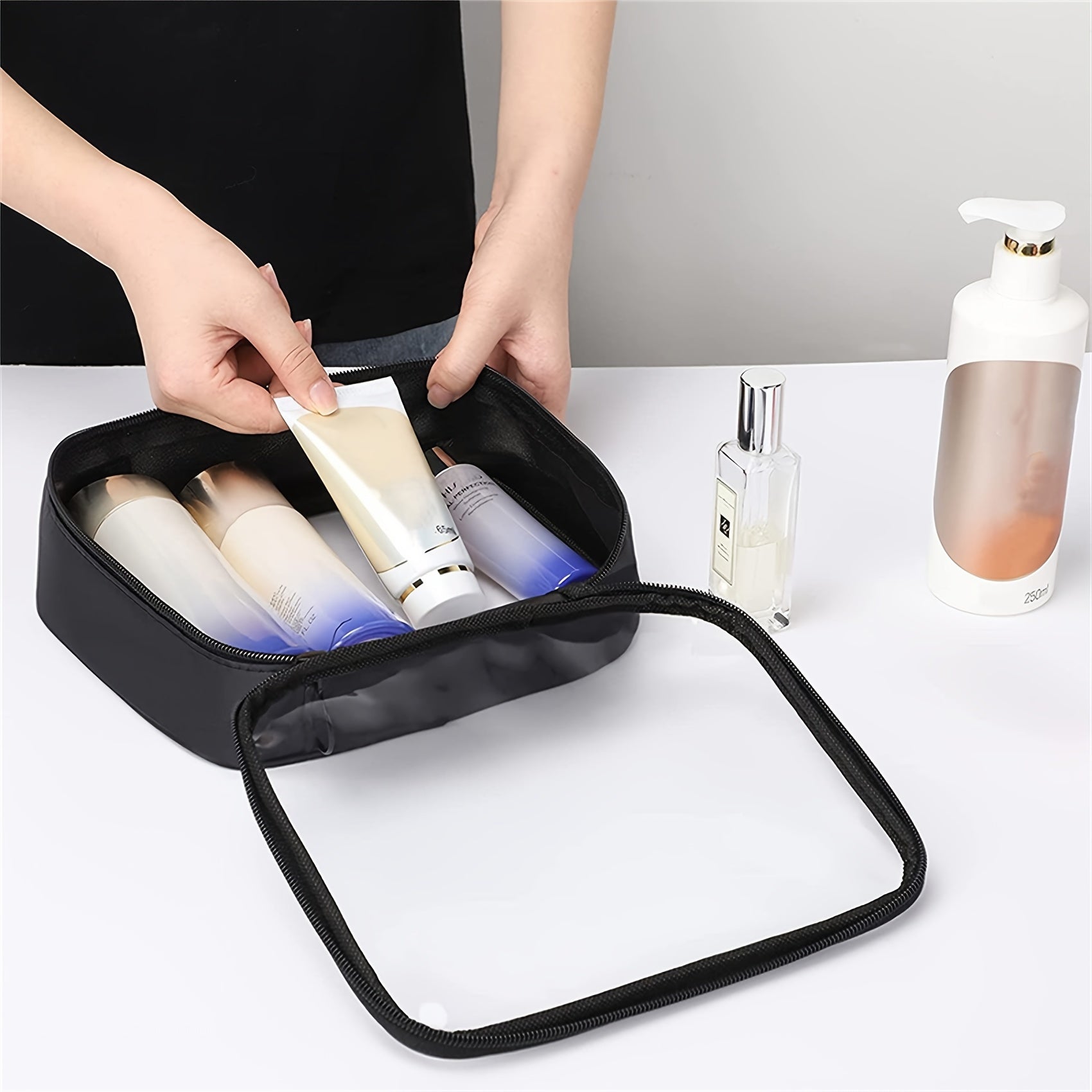 Clear PVC Cosmetic Bag Zipper Makeup Organizer Toiletry Travel Case
