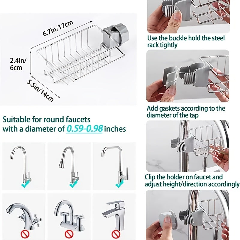 Stainless Steel Sink Faucet Rack for RV Kitchen Storage