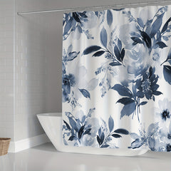 Floral Shower Curtain Set with Non Slip Floor Mat - 4pcs