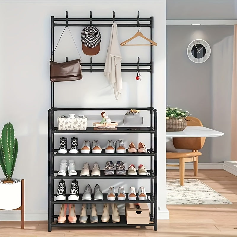 Standing Floor Coat Rack Shoes Rack Multifunctional Storage