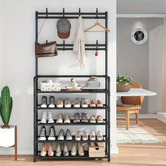 Standing Floor Coat Rack Shoes Rack Multifunctional Storage