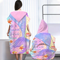 Mermaid Printed Hooded Bathrobe Soft Microfiber Towel
