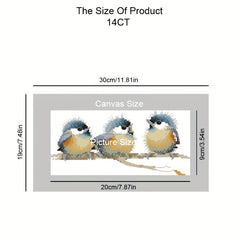 Cross Stitch Kit Three Birds Singing On The Tree DIY Needlework