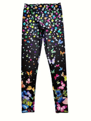 Butterfly & Polka Dot Print High Waist Yoga Legging Women's Activewear