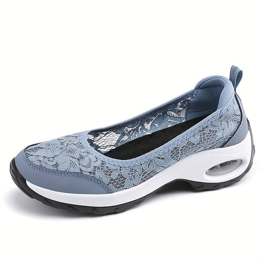Women's Lace Mesh Sneakers Lightweight Slip On Outdoor Shoes