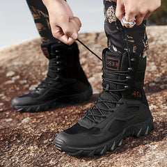 Men's High Top Tactical Boots - Lace Up Outdoor Footwear