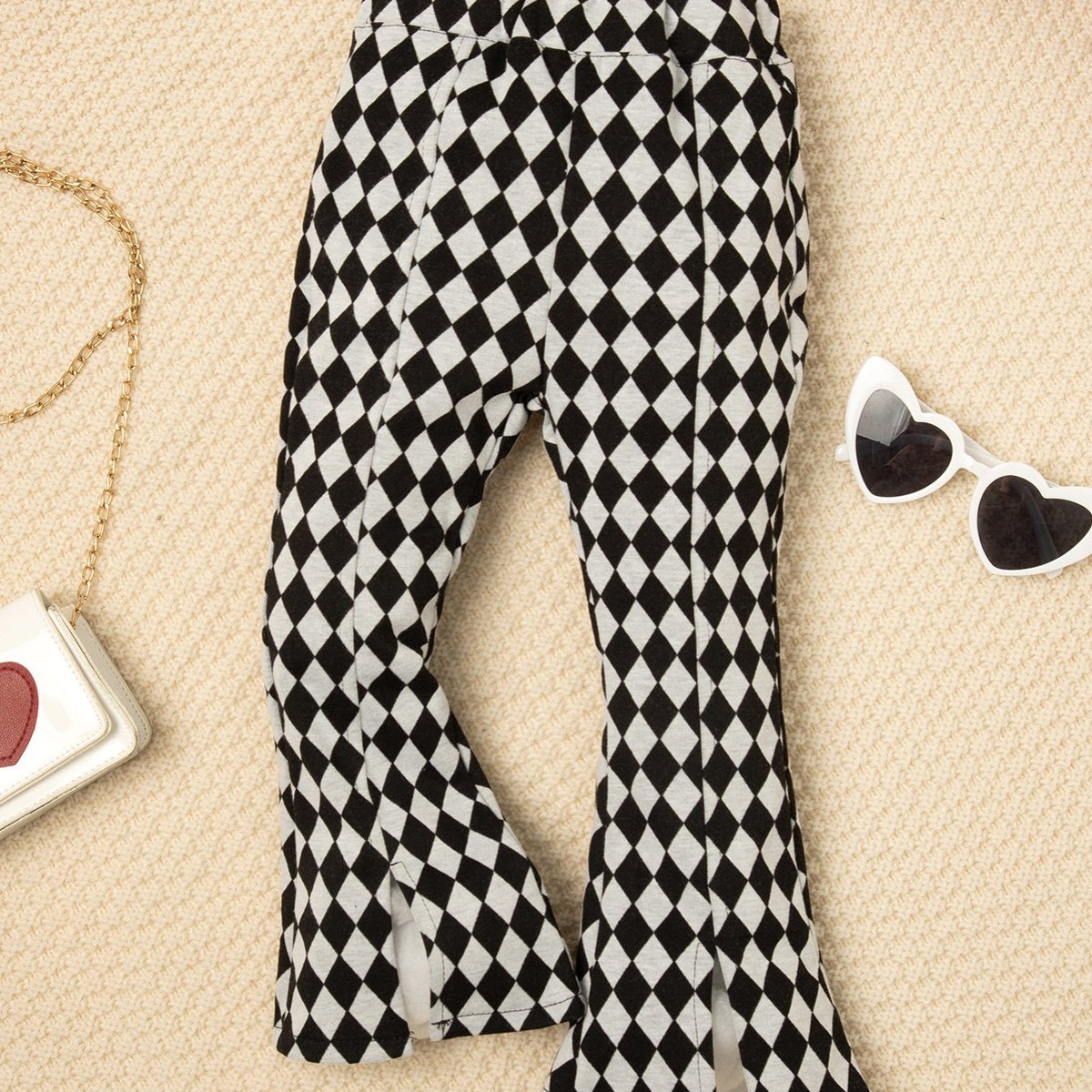 Toddler Girls Plaid Striped Flare Pants