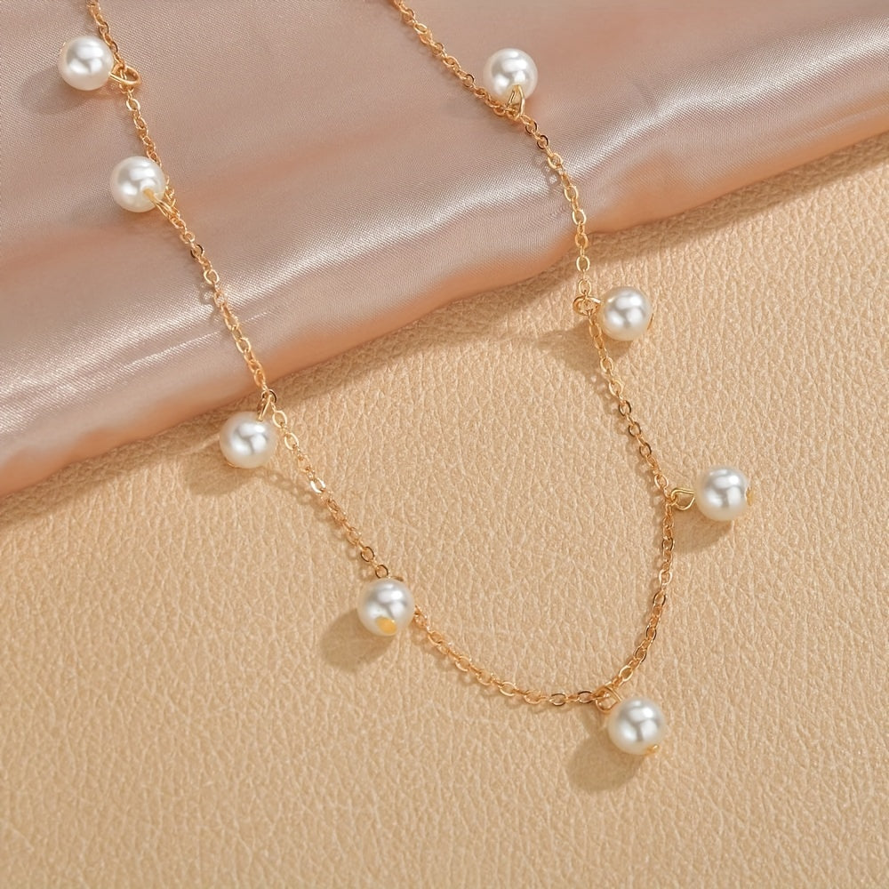 Baroque Style Faux Pearl Pendant Clavicle Chain Necklace