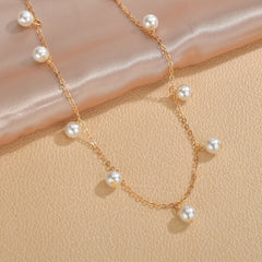 Baroque Style Faux Pearl Pendant Clavicle Chain Necklace