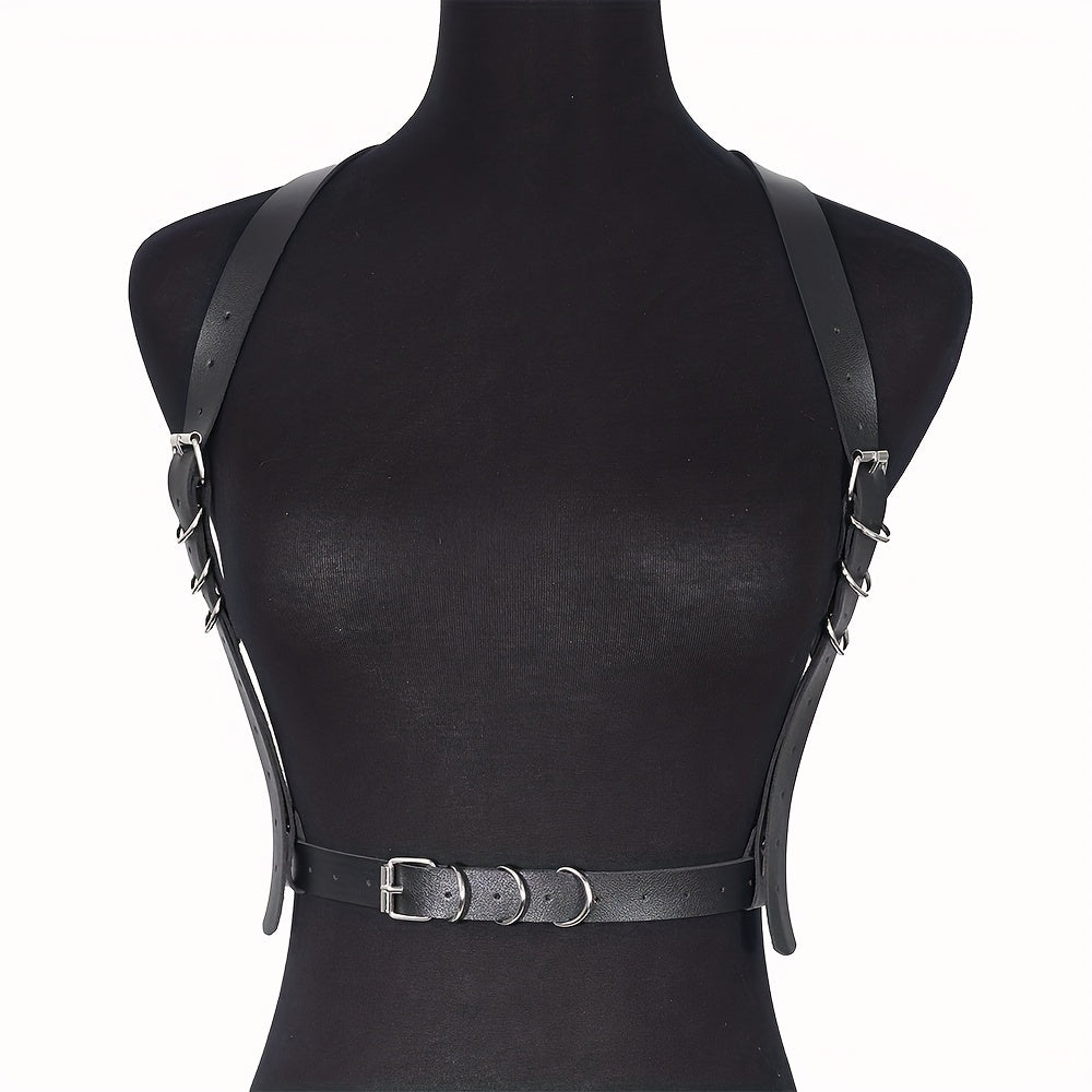 Punk Chest Harness Belt Rivet PU Leather Corset Waistband Gothic Suspenders