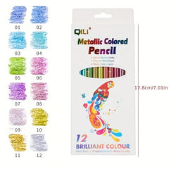 12 Colors High Quality Water Soluble Metal Fluorescent Drawing Pencils
