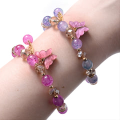 Beaded Butterfly Charm Bracelet Glass Sweet Jewelry Gift Yoga Meditation