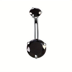 Colorful Zircon Belly Button Ring Stainless Steel Piercing Jewelry