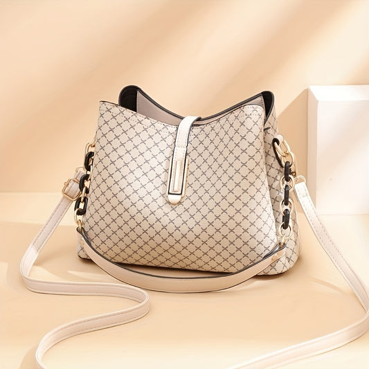 Plaid Pattern Bucket Bag Crossbody Purse