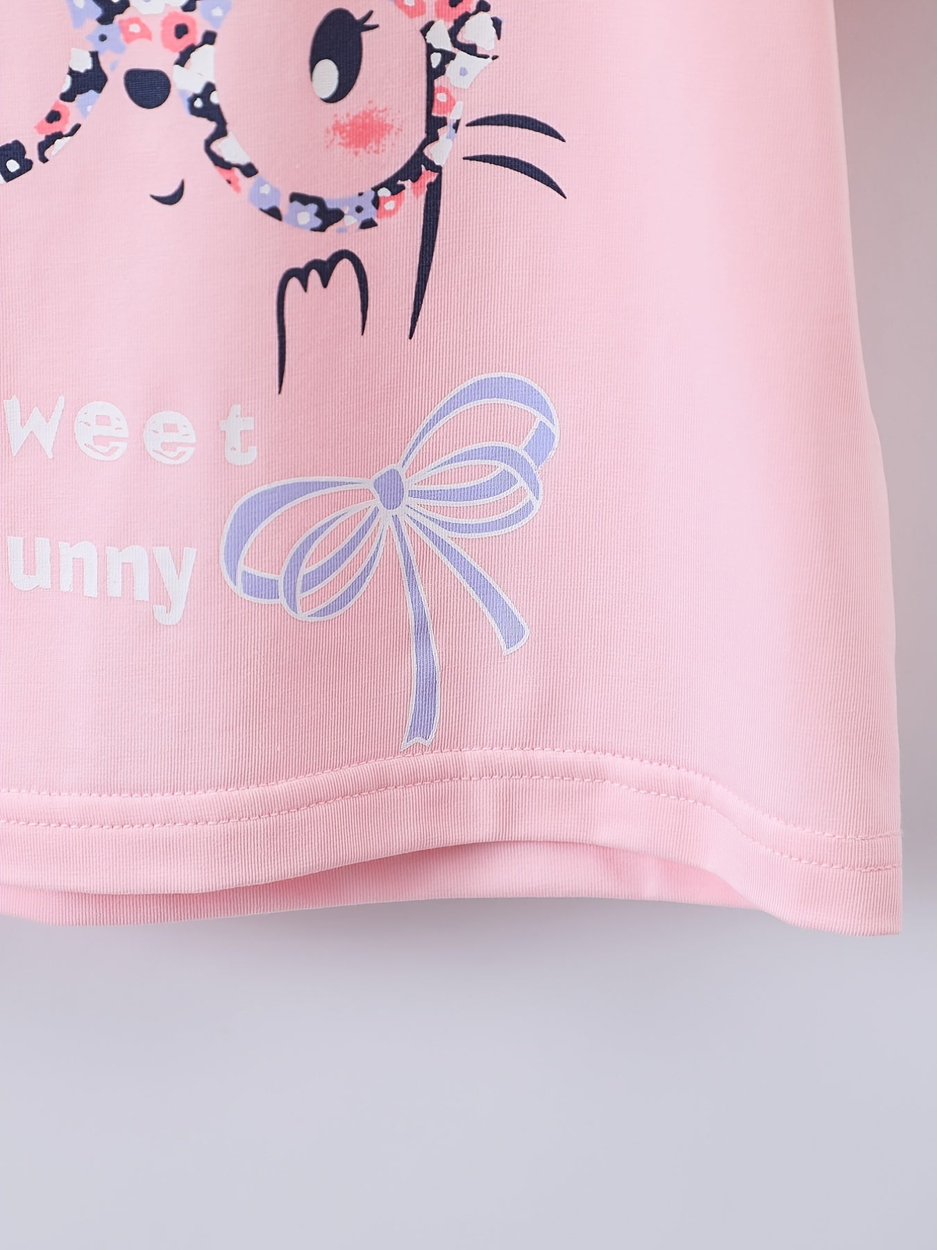 2pcs Girls Easter Rabbit T Shirts & Polka Dot Shorts Set Kids Summer Clothes