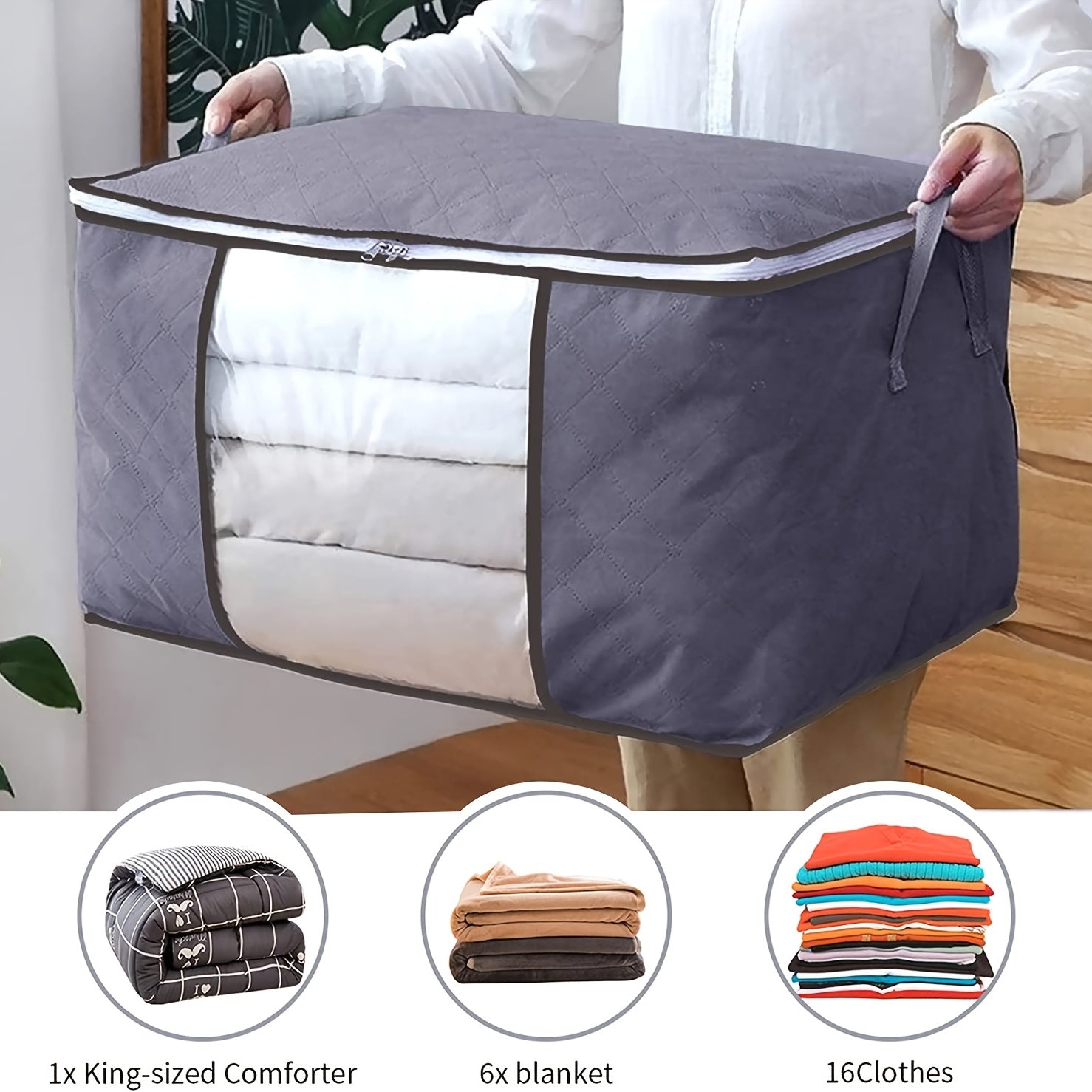 90L Clothes Storage Bag Organizer Containers for Bedroom Closet
